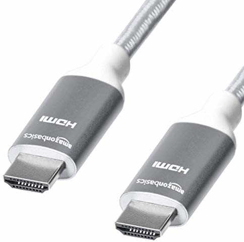 AmazonBasics pleciony kabel HDMI o wysokiej prędkości, jasnoszary, 0,9 m