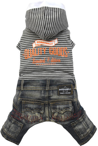 Doggy Dolly DOGGY DOLLY Komplet jeans z kapturem czarny XXS 13-15 cm/26-28 cm