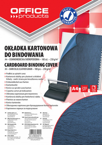 OFFICE PRODUCTS OKŁADKI DO BINDOWANIA OFFICE PRODUCTS KARTON A4 250GSM SKÓROPODOBNE 100SZT. CIEMNONIEBIESKIE zakupy dla domu i biura 20232525-11