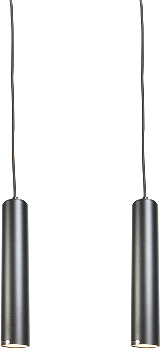 QAZQA Zestaw 2 designerskich lamp wiszących czarny - Tuba mała