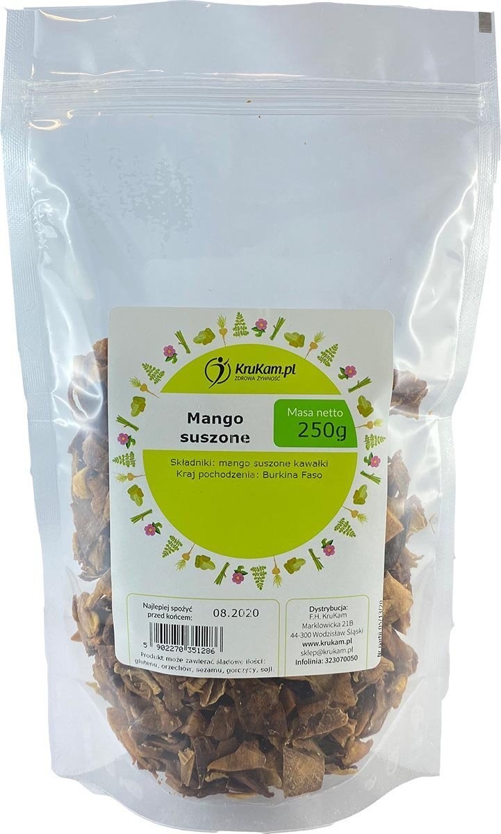 KruKam Mango suszone naturalne kawałki 250g