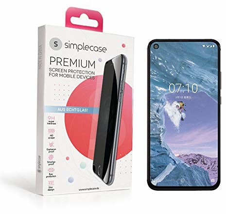 simplecase Simplecase Szkło pancerne pasujące do Nokia X71, Full Screen Premium ochrona wyświetlacza, 100% pokrycia, optymalna ochrona, ekstra stopień twardości 9H, czarne - 1 sztuka BU-0002-321775