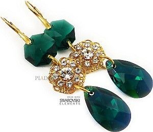 Swarovski Nowe Piękne Kolczyki Emerald Feel Gold