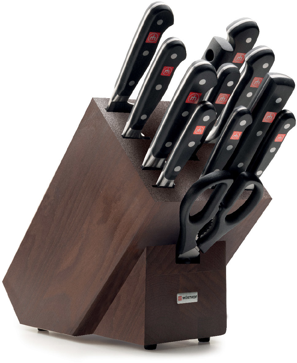 Wüsthof Zestaw noży z brązem blok, z temperówką i nożyczki 13dílná Klasyczny