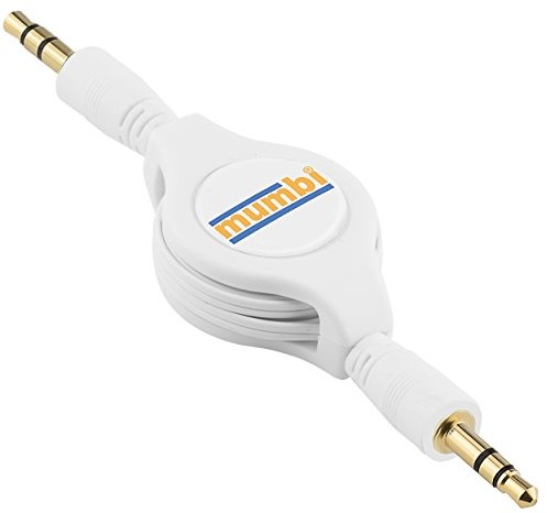 mumbi mumbi 23492 Rollup kabel audio z zapadką (wtyczka 3,5 mm  wtyczka 3,5 mm), zwijany, biały aufrollbares Klinkenkabel