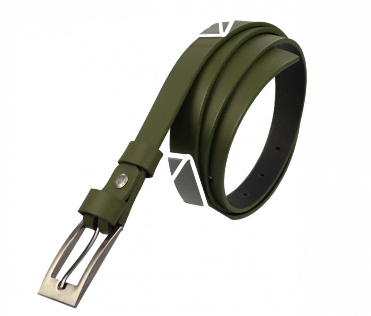 Complex (PL) Pasek Damski Skórzany Gładki (PL) 20 mm CIEMNY OLIWKOWY Wąski