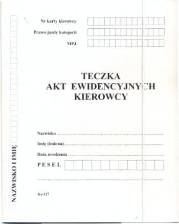 Firma krajewski Teczka AKT EWIDENCYJNYCH KIEROWCY {Ks-127] Pu/Ks-127