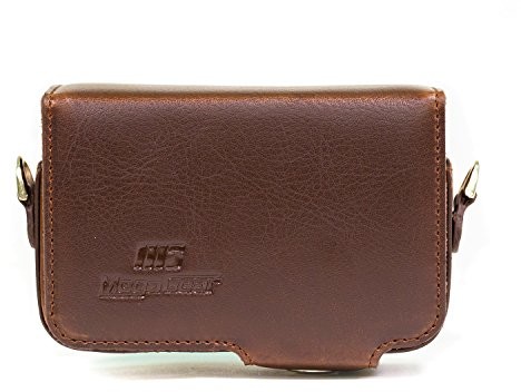 MegaGear megagear torba skórzana z pętlą na pasek do Sony DSC-rx100 m V, Sony DSC-rx100 m II, Sony DSC-rx100 m III, RX100 IV aparat  ciemny brąz MG1053