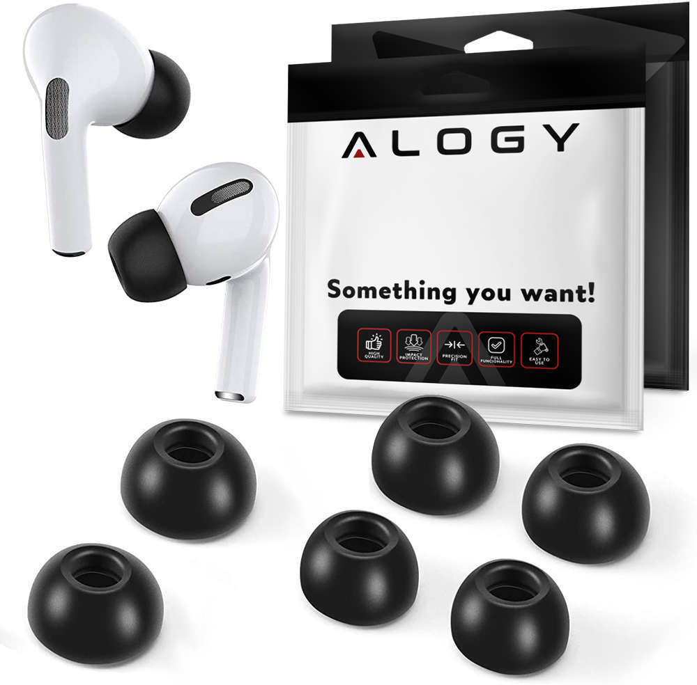 Apple Alogy 6x Nakładki silikonowe zapamiętujące Alogy S M L do AirPods Pro czarne 11135X1