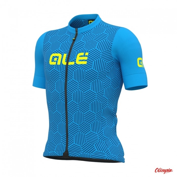 Alé Koszulka rowerowa z krótkim rękawem CROSS jasnoniebieski/żółty L21120460
