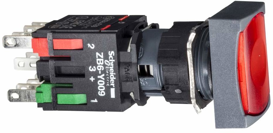 SCHNEIDER Przycisk-płaski-czerwony-samopowrotny-LED-12-24V-prostokątny XB6DW4B5B