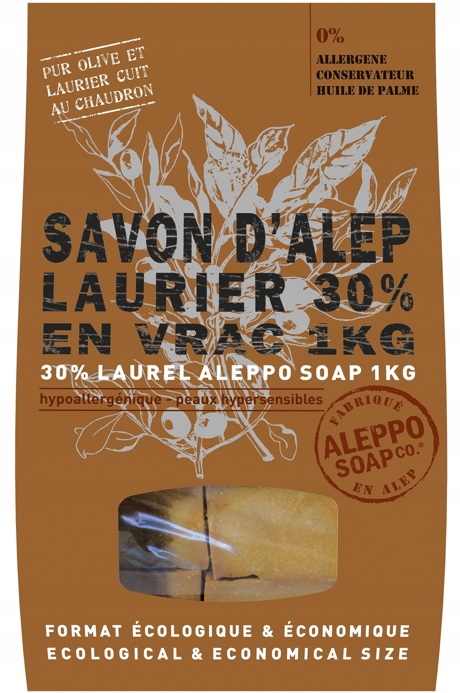 ALEPPO Soap Co. Mydło 30% lauru 1kg kostki