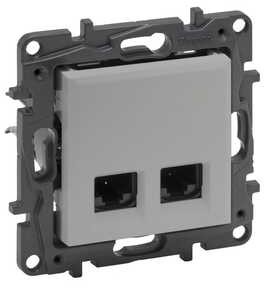 Legrand Gniazdo teleinformatyczne Niloe Step 863366 2 x RJ45 kat 6 STP podwójne aluminium