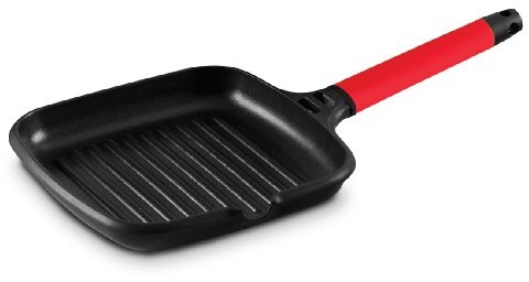 Fundix Castey fundix 27 x 27 cm nonstick Cast aluminium Induction Grill Pan with red Removable Handle F2-IG27