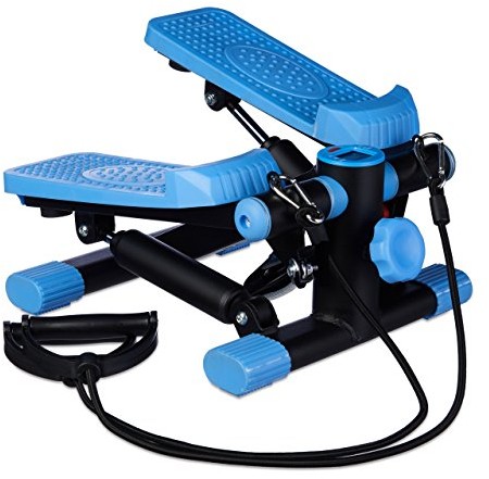 Stepper Relaxdays regulowany opór, z licznikiem Tacho Expander, krok po kroku i HBT: 170 x 31 x 33 cm, czarno-niebieski 10020674