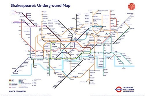 Transport London Maxi Plakaty Shakespeare & # 39; S Underground Map 61 x 91,5 cm PP33845