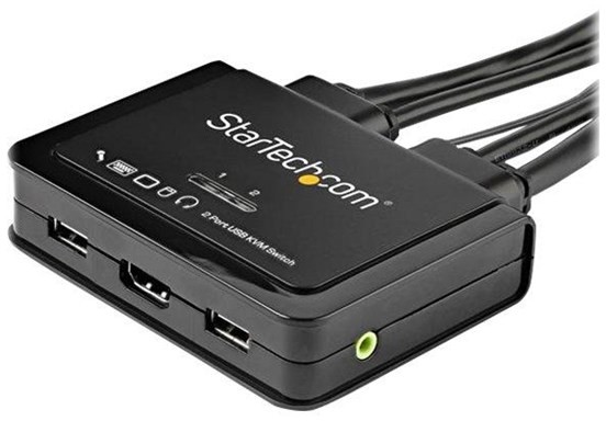 StarTech com com 2-Port HDMI KVM Switch with Built-In Cables - USB 4K 60Hz - KVM / audio switch - 2 ports SV211HDUA4K