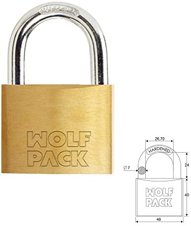 WOLFPACK Wolfpack 3100950 kłódka mosiądzowa, normalny łuk 50 mm 3100950