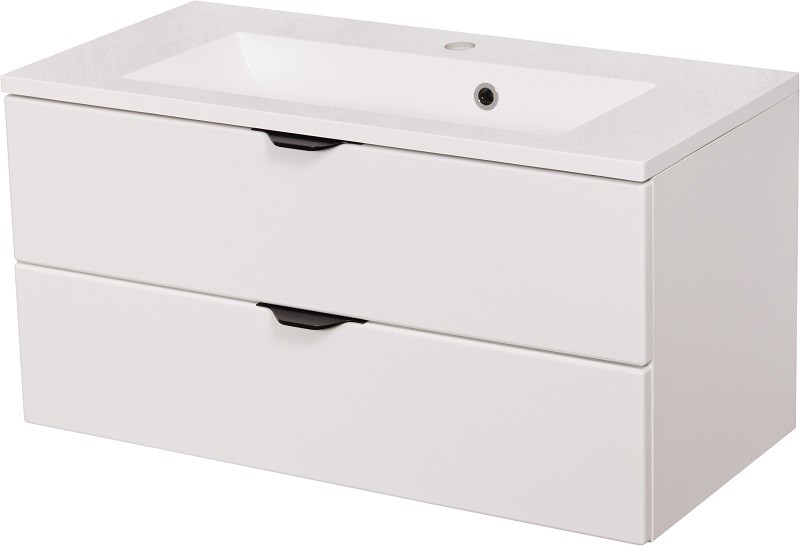 Biała szafka łazienkowa z umywalką 80 cm Victa VIC-B-U80/39/2 + KIDDY-80