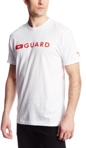 Speedo Men's Guard Short Sleeve Tee Shirt, White, Small 781204-100