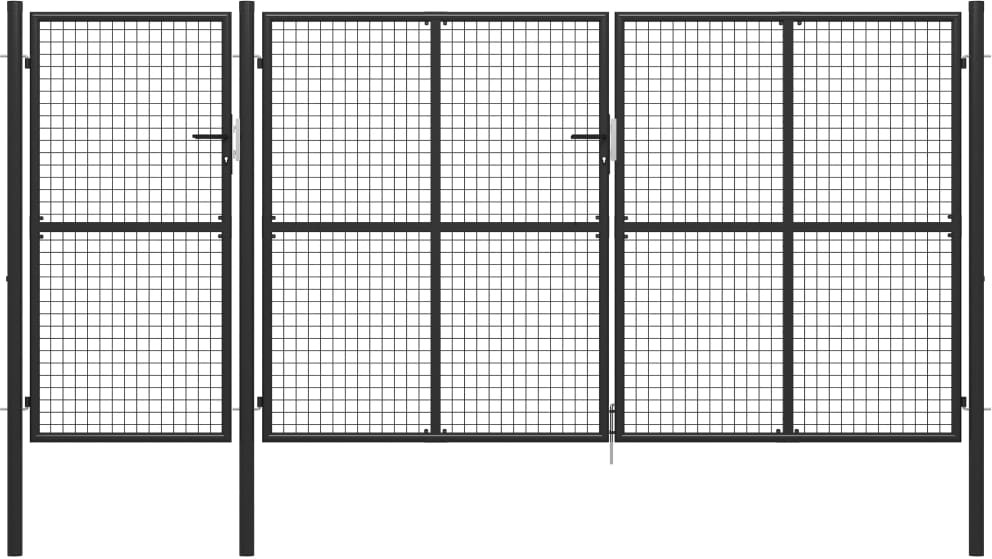 vidaxl Brama ogrodzeniowa, stalowa, 400 x 150 cm, antracytowa