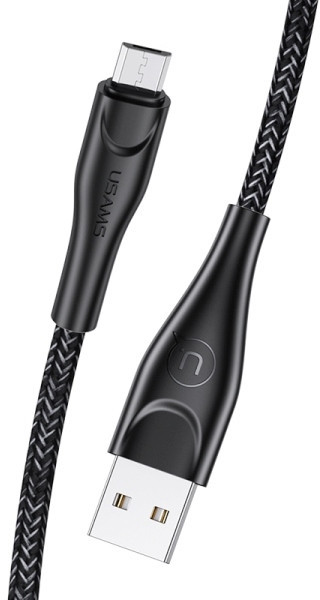 USAMS Kabel pleciony U41 microUSB 1m 2A czarny/black SJ393USB01 (US-SJ393)