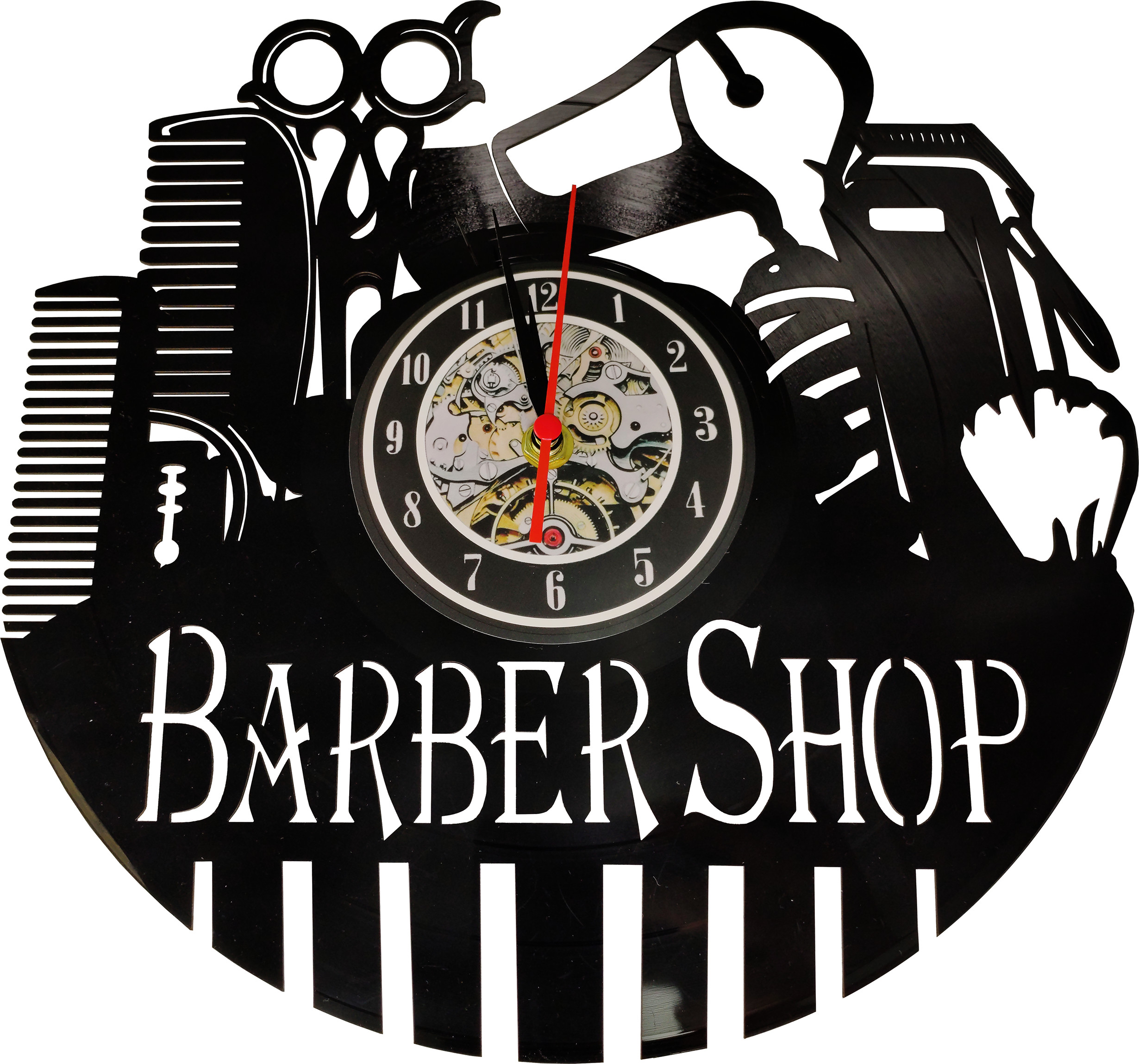 Calissimo Barber Shop Zegar Ścienny Płyta Winylowa Fryjerski 2845-C