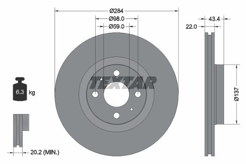 TEXTAR Tarcza hamulcowa 92053503