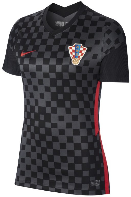 Nike Damska wyjazdowa koszulka piłkarska Chorwacja Stadium 2020 - Czerń