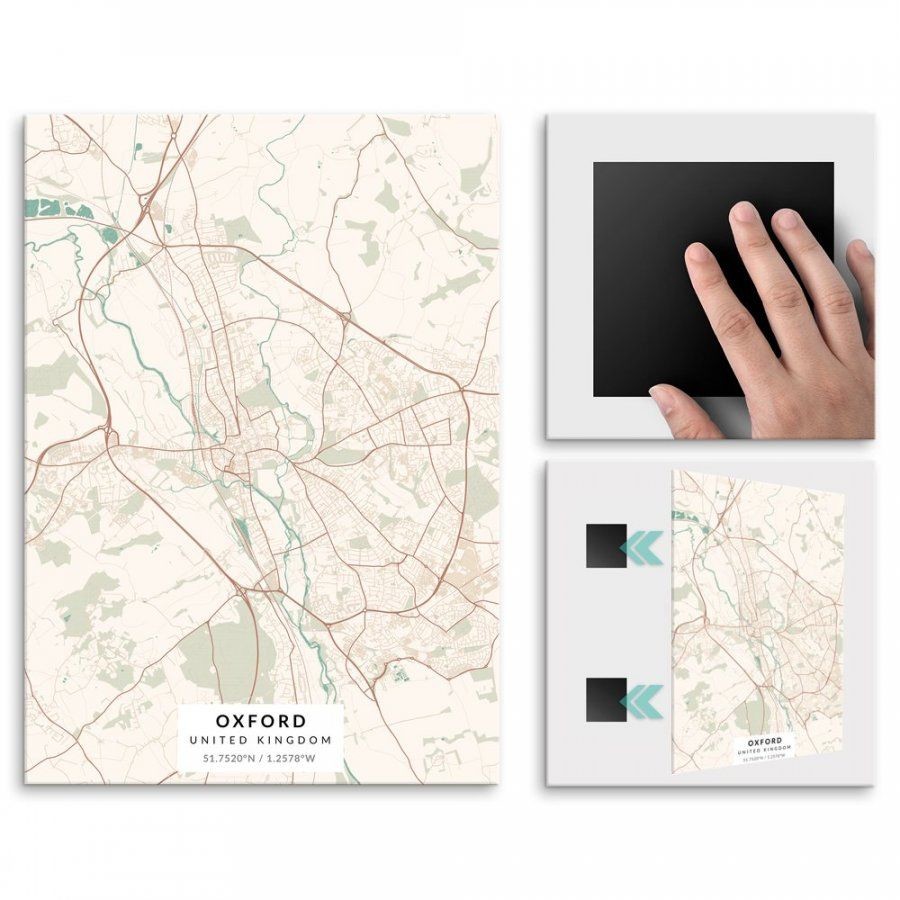 Pix4home Plakat metalowy Mapa Vintage Oxford L POS-L-04193