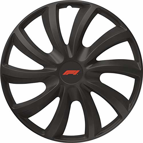 KEINEMARKE KEINEMARKE Formula 1 kołpaki ozdobne, 14 cali (35 cm), czarne, 4 sztuki, 1-krotnie lakierowane, z uchwytem, o sportowym wyglądzie 10850