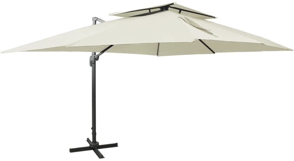 vidaXL Parasol wiszący z podwójną czaszą, piaskowy, 400x300 cm 312369