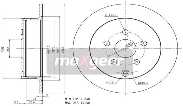 MAXGEAR Tarcza hamulcowa 19-2266 19-2266