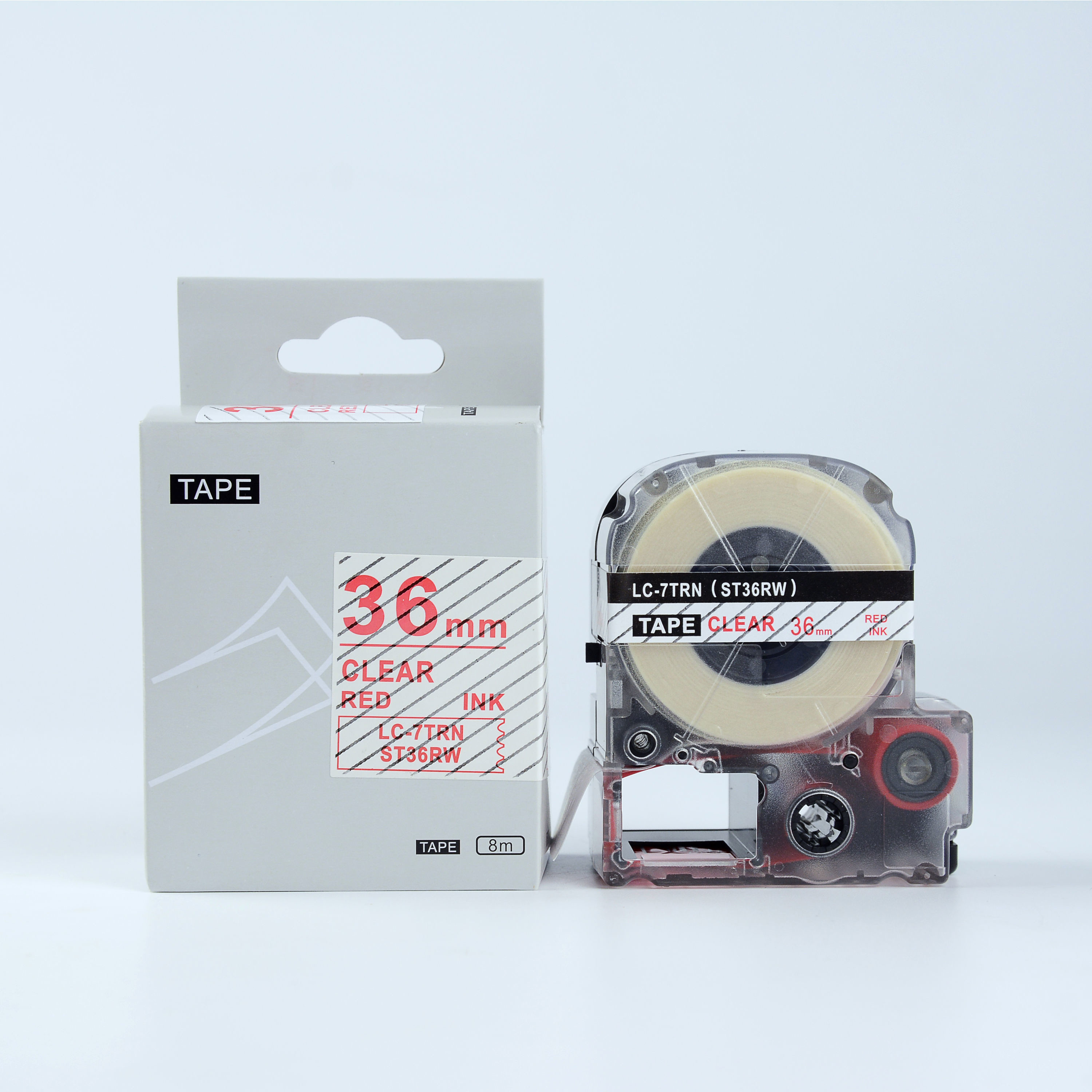 Epson LK-ST36RW, 36mm x 9m, czerwony druk / przezroczysty podkład, taśma zamiennik