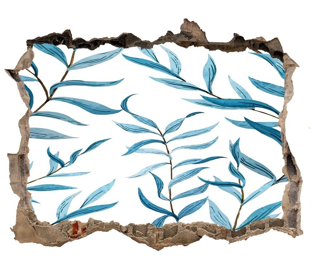 Wallmuralia.pl Naklejka 3D dziura na ścianę samoprzylepna Liście