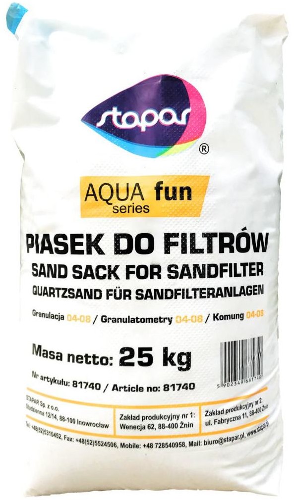STAPAR Piasek do filtrów basenowych 25 kg 0,4-0,8 mm AQUA FUN
