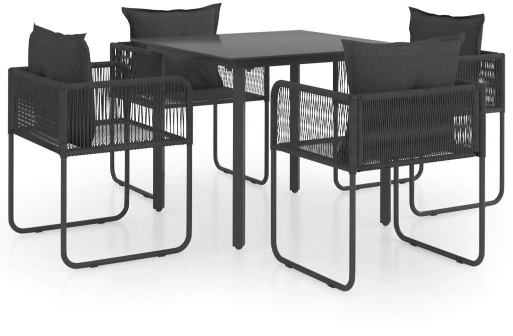 vidaXL Zestaw mebli ogrodowych z rattanu PVC, 5 elementów, czarny
