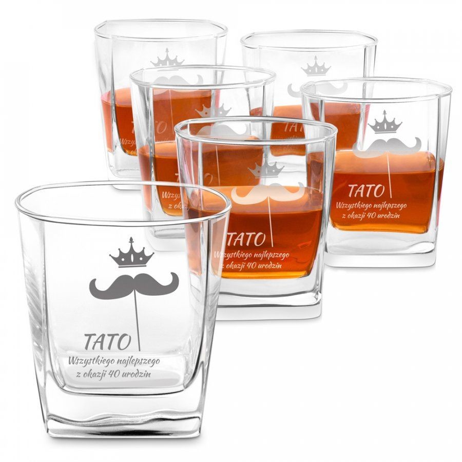 Murrano Szklanki grawerowane do whisky x6 komplet dedykacja dla taty na 30 6xSZC-052