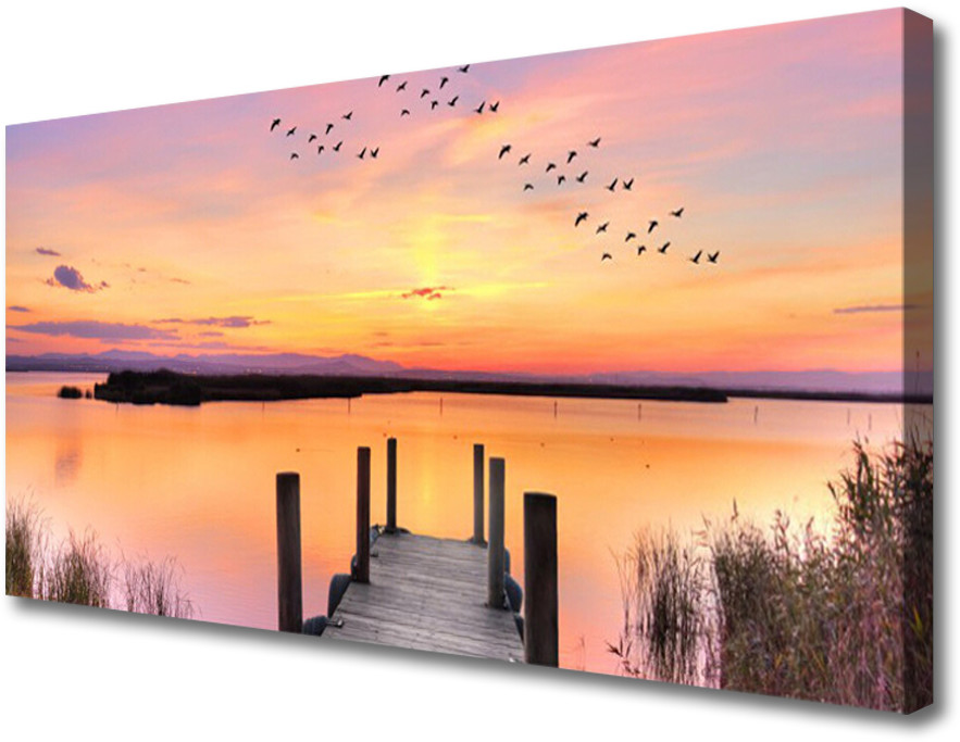PL Tulup Obraz Canvas Molo Zachód Słońca Jezioro 125x50cm