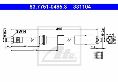 ATE Przewód hamulcowy elastyczny 83.7751-0495.3