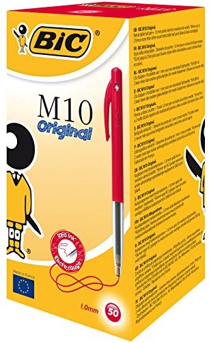 BIC druku ball point Pen M10, 0.4 MM, pudełka po 50 sztuk, czerwony 889972