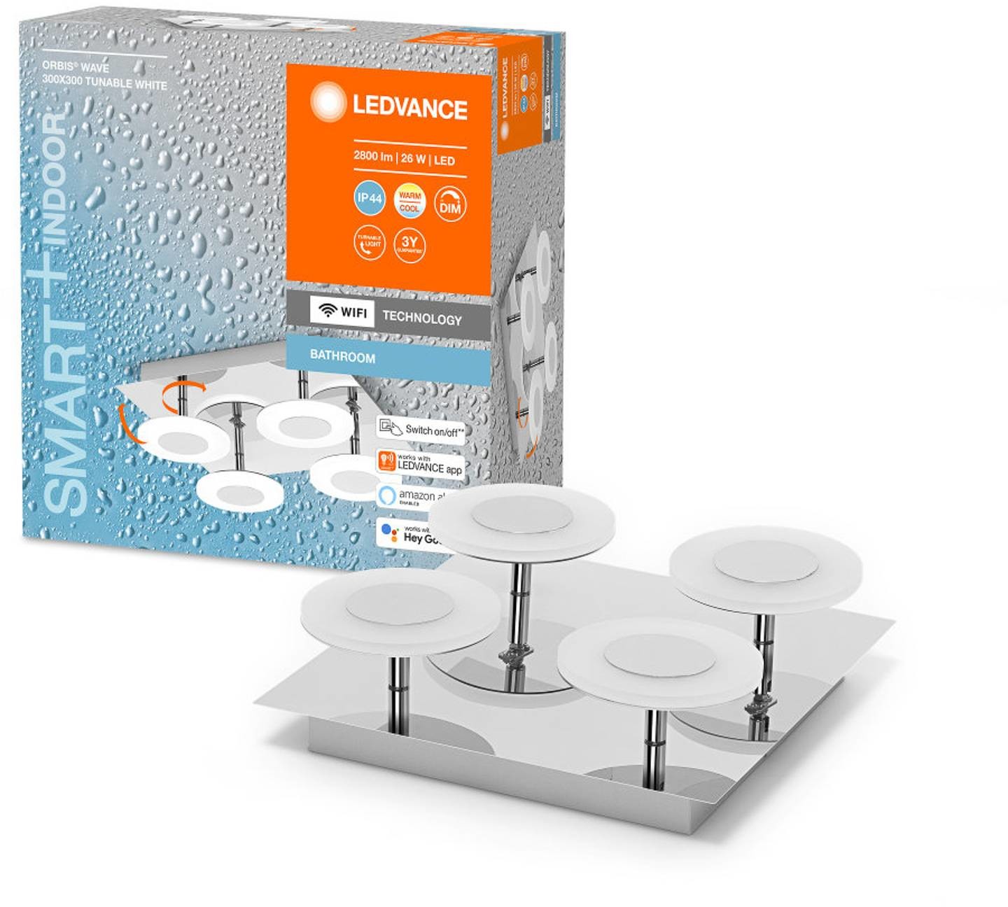 LEDVANCE SMART+ SMART+ WiFi Orbis Wave IP44 30 x 30 cm