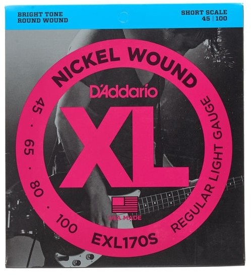 D'Addario EXL170S Bass komplet strun Short 0,11 cm  0,25 cm (.045  .100 cala) EXL170S
