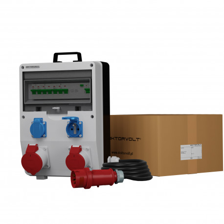 Doktorvolt Rozdzielnica budowlana ECO-S/FI 32A 16A 2x230V SKH z kablem 5x4mm2 i wtyczką 32A 9764 DV-9764-F