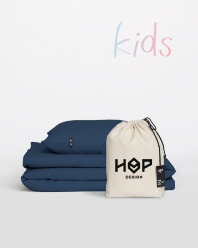 HOP DESIGN Pościel Perkal 90x120 Hop Design Kids Pure Granatowy