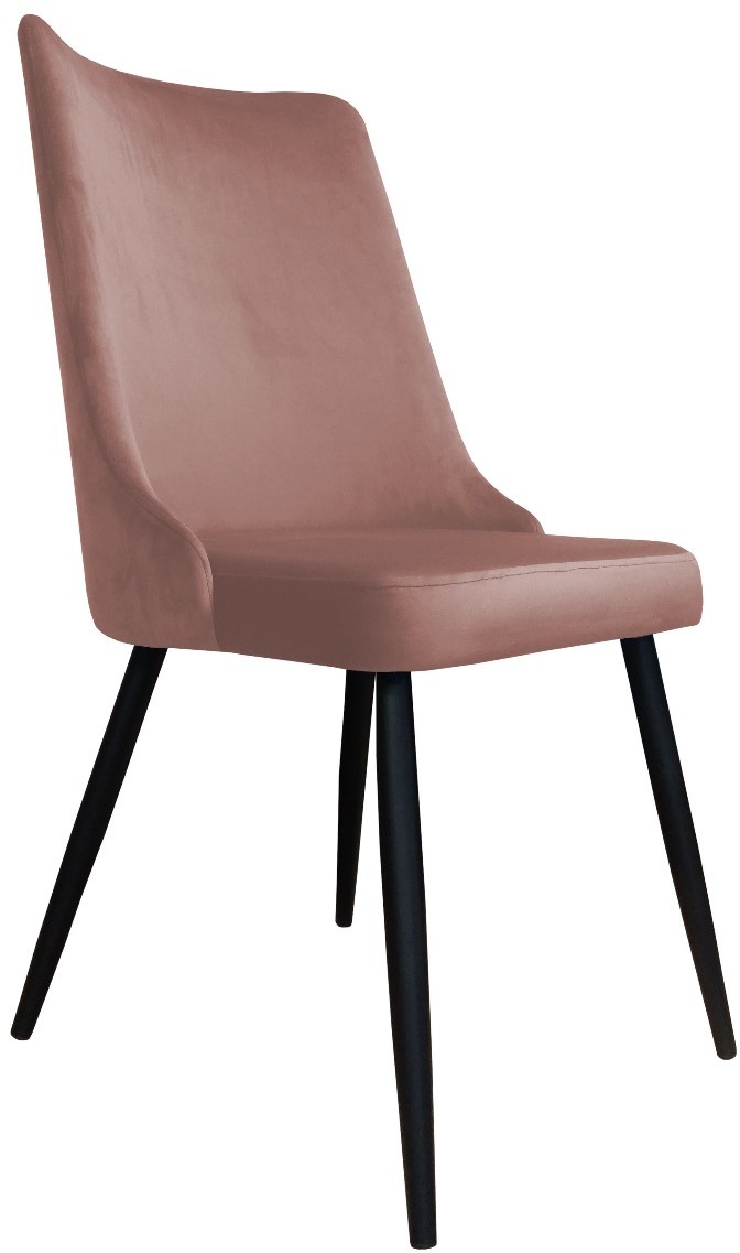 Atos Tapicerowane krzesło CYPRIAN VELVET różowe z czarnymi nogami do salonu VICTOR-MG58