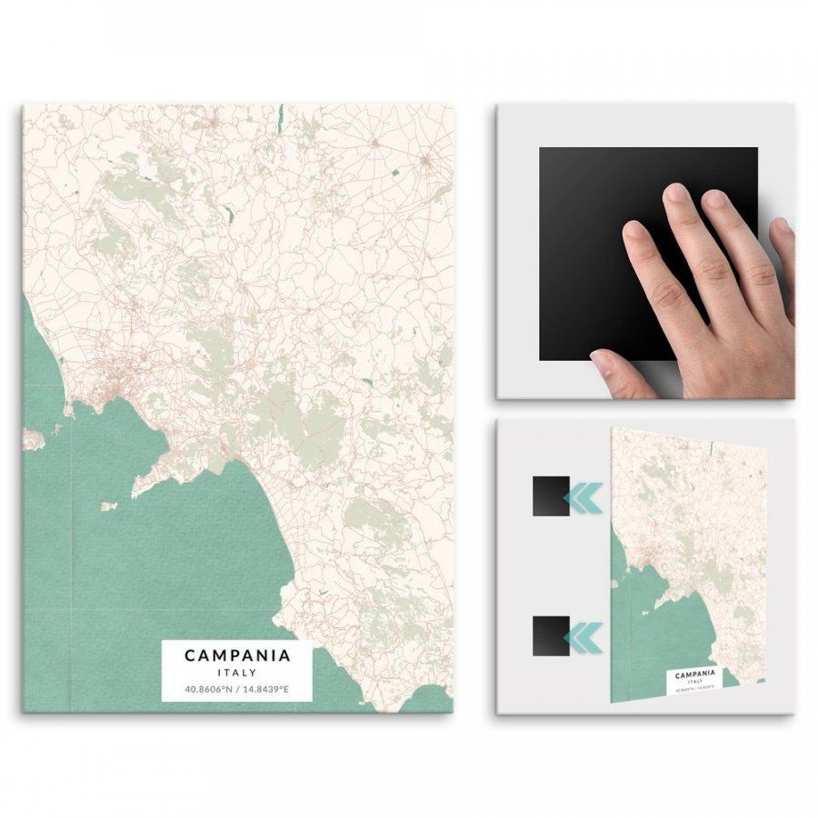 Pix4home Plakat metalowy Mapa Vintage Kampania L POS-L-03825