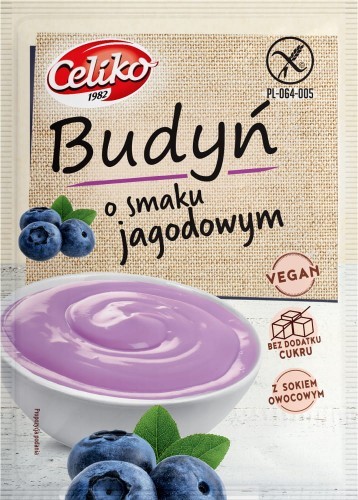 Celiko Budyń Jagodowy bez dodatku cukru 40g -