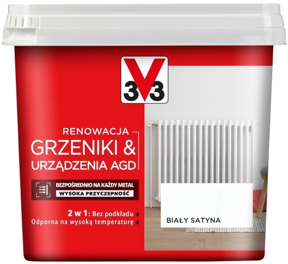 V33 Farba renowacyjna Grzejniki & AGD biały satyna 0 75 l 118712