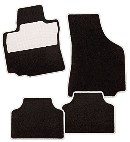 CarFashion CarFashion 270412 Colori Weiss DL4 | dywaniki samochodowe w kolorze czarnym | maty samochodowe | białe wykończenie na wysoki połysk | zestaw dywaników samochodowych bez uchwytu 270412